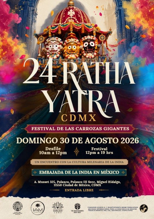 Flyer oficial del 24.º Ratha Yatra CDMX 2026